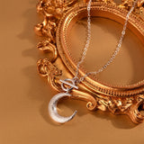 925 Silver Moon Chain Choker Necklace Retro Fine Jewelry