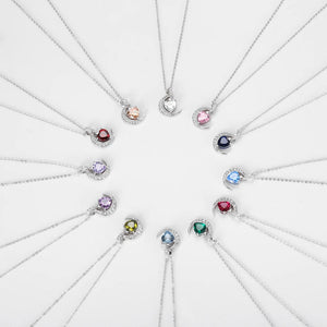 925 Silver Moon Star Crystal Heart Zircon Pendant Necklace Women Choker