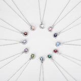 925 Silver Moon Star Crystal Heart Zircon Pendant Necklace Women Choker
