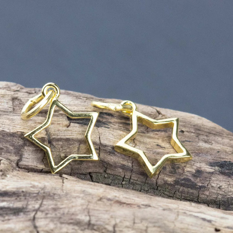 925 Silver Moon&Star Hollow Out Charm Pendant DIY Jewelry Making