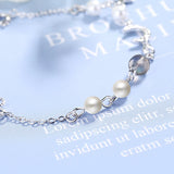925 Silver Moon Star Pearl Charms Bracelet Zircon