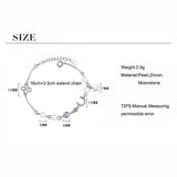 925 Silver Moon Star Pearl Charms Bracelet Zircon