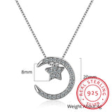 925 Silver Moon Star Pendant Necklaces Austrian Crystal Women 4 Ways Necklace
