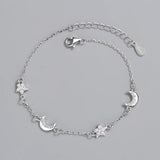 925 Silver Moon Star Zircon Charm Bracelet for Women