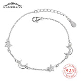 925 Silver Moon Star Zircon Charm Bracelet for Women