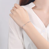 925 Silver Moon Star Zircon Charm Bracelet for Women
