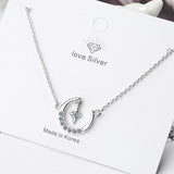 925 Silver Moon Stars Charm Pendant Necklace for Women