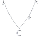 925 Silver Moon Stars Charm Pendant Necklaces for Women