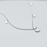 925 Silver Moon Stars Charm Pendant Necklaces for Women