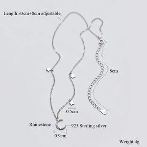 925 Silver Moon Stars Charm Pendant Necklaces for Women