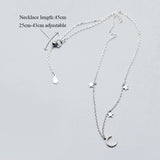 925 Silver Moon Stars Charm Pendant Necklaces for Women