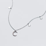 925 Silver Moon Stars Charm Pendant Necklaces for Women