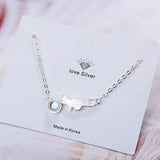 925 Silver Moon Stone Cat Charm Bracelet for Women