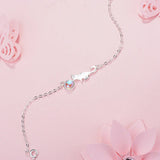 925 Silver Moon Stone Cat Charm Bracelet for Women