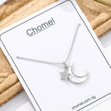 925 Silver Moon Shell Star Choker Necklace Female Women