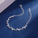 925 Silver Moonlight Forest Bracelet Leaves Branches for Women Girls Wedding