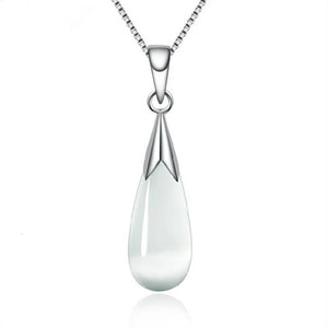 925 Silver Moonlight Opal Water Droplets Pendant Necklace