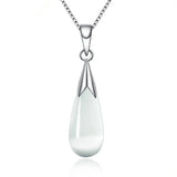 925 Silver Moonlight Opal Water Droplets Pendant Necklace