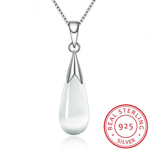 925 Silver Moonlight Opal Water Droplets Pendant Necklace