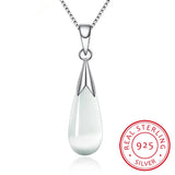 925 Silver Moonlight Opal Water Droplets Pendant Necklace