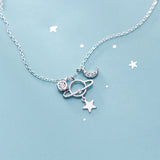 925 Silver Moonstone Chain Choker Necklace Women Star Jewelry Gift