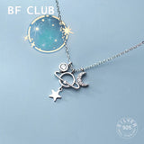 925 Silver Moonstone Chain Choker Necklace Women Star Jewelry Gift