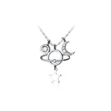 925 Silver Moonstone Chain Choker Necklace Women Star Jewelry Gift