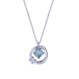 925 Silver Moonstone Planet Key Necklace for Women