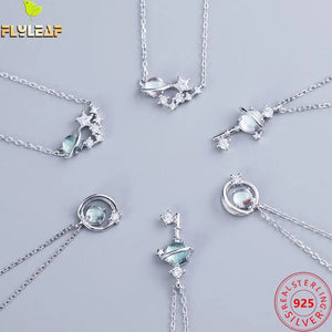 925 Silver Moonstone Planet Key Necklace for Women