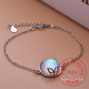 925 Silver Moonstone Butterfly Bracelet Wedding Gift Jewelry