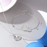 925 Silver Moonstone Star Castle Necklace Women Platinum Jewelry
