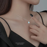 925 Silver Moonstone Water Drop Pendant Necklace for Women