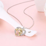 925 Silver Mom Child Big Hand Hold Little Hand Heart Necklace