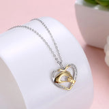 925 Silver Mom Child Big Hand Hold Little Hand Heart Necklace