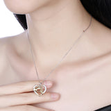 925 Silver Mom Child Big Hand Hold Little Hand Heart Necklace