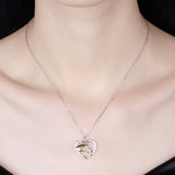 925 Silver Mom Child Big Hand Hold Little Hand Heart Necklace