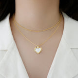 Sterling Silver Mother of Pearl Abalone Shell Heart Necklace