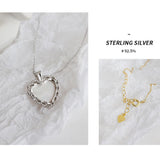 Sterling Silver Mother of Pearl Abalone Shell Heart Necklace