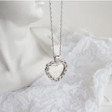 Sterling Silver Mother of Pearl Abalone Shell Heart Necklace