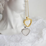 Sterling Silver Mother of Pearl Abalone Shell Heart Necklace