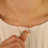925 Silver MOM Charm Necklace with Colorful CZ