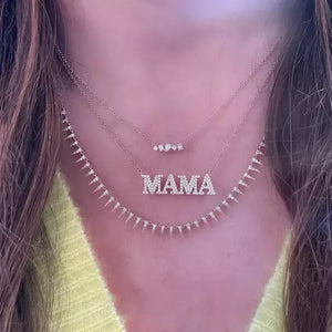 925 Silver CZ Mama Letter Pendant Necklace for Women Mom Nameplate Chain
