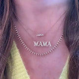 925 Silver CZ Mama Letter Pendant Necklace for Women Mom Nameplate Chain