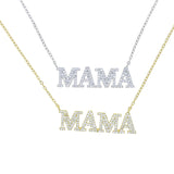 925 Silver Sparkling Cz Mama Pendant Necklace
