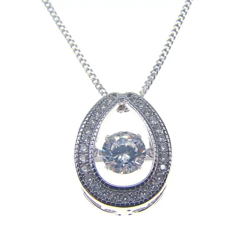 925 Silver Horseshoe Pendant with Moving Stone