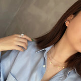 925 Silver Circles Necklace with Disc Pendant Double Layer