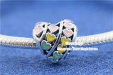 925 Sterling Silver Multi-Color Hearts Enamel Charm Beads
