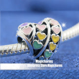 925 Sterling Silver Multi-Color Hearts Enamel Charm Beads
