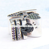 925 Silver Multi-Color Love Charm Crystal Beads European Bracelet Necklace