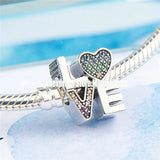 925 Silver Multi-Color Love Charm Crystal Beads European Bracelet Necklace